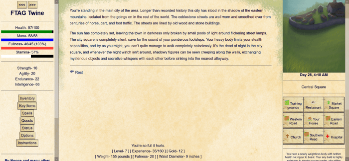 Weight gain text adventure