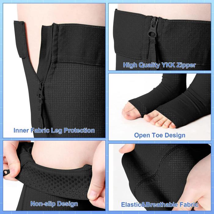 Compression stockings with zipper