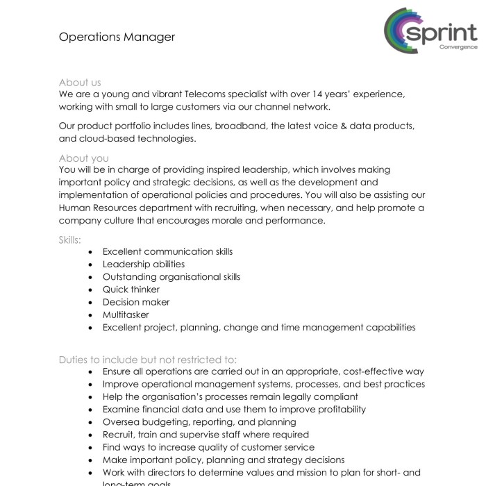 Personnel manager job specification